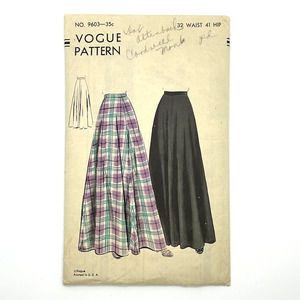 Vogue Vintage 1940's Pattern #9603 Flared Maxi Skirt Waist 32‎ Hip 41